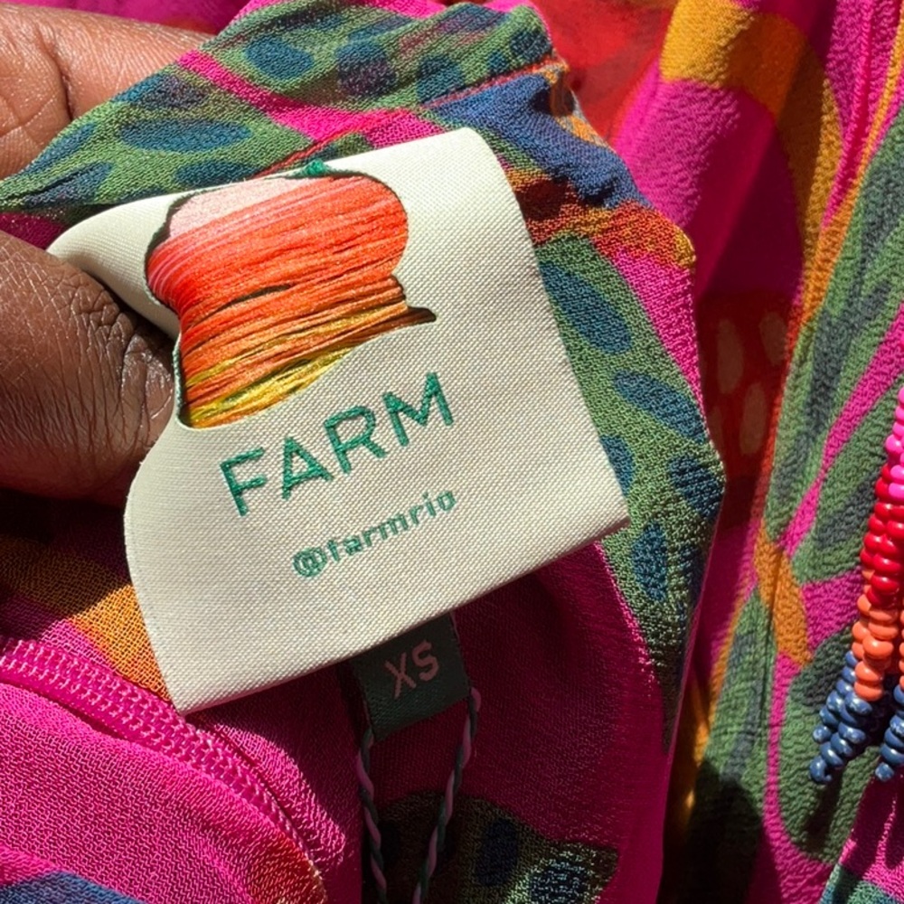 NWT Farm Rio Farm Rio's Sweet Forest  pink tier halter mushroom maxi dress - Picture 17 of 17